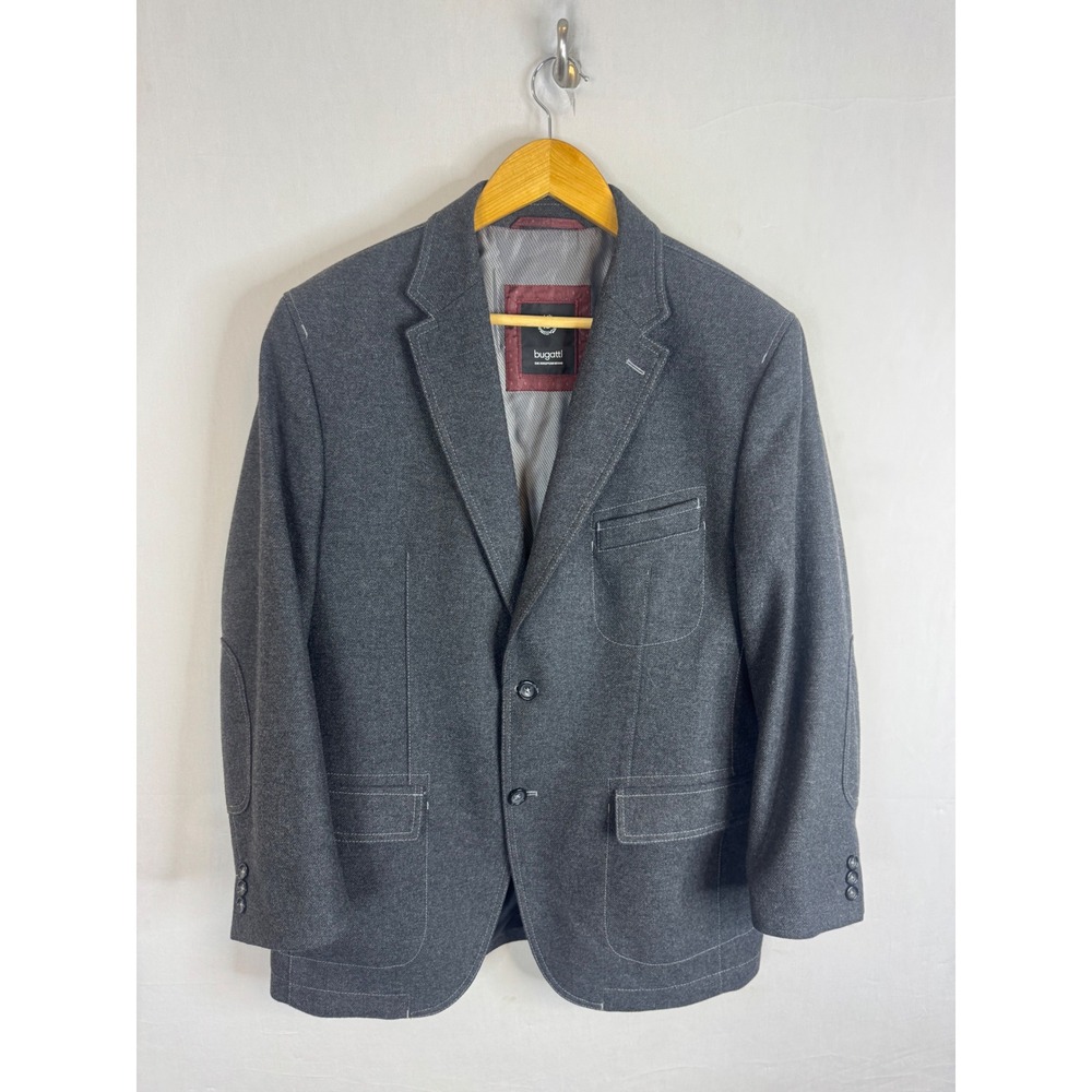 Bugatti Mens Grey Wool Blend Elbow Patch Blazer Sport Coat 40R Harry Rosen